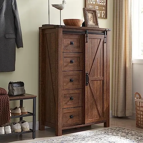Farmhouse Dresser with Sliding Barn Doors in Reclaimed Barnwood