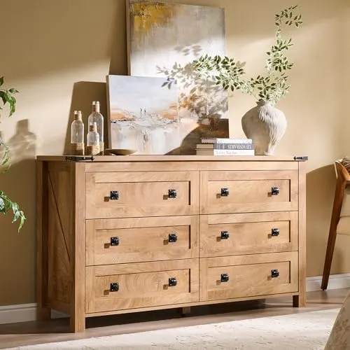 Farmhouse 5-Drawer Tall Dresser in Light Knotty Oak