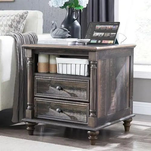 Farmhouse Nightstand, 24" in Dark Rustic Oak