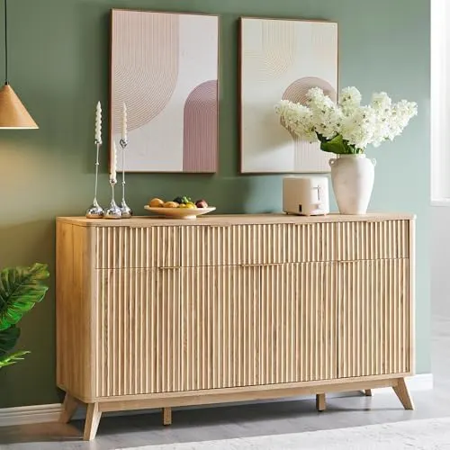 Fluted Buffet Sideboard, 60" in Natural Oak
