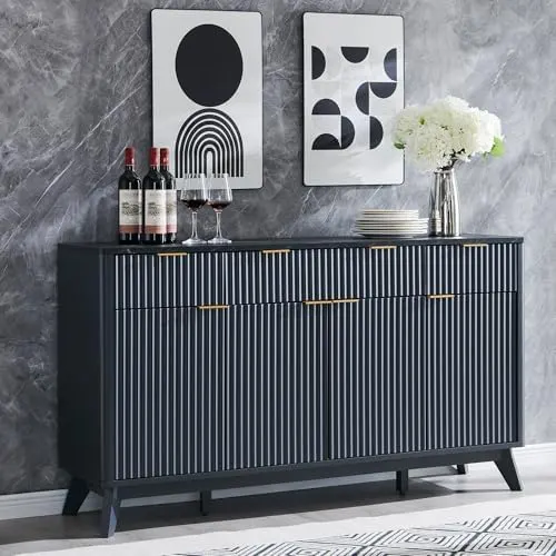 Fluted Buffet Sideboard, 60" in Dark Grey