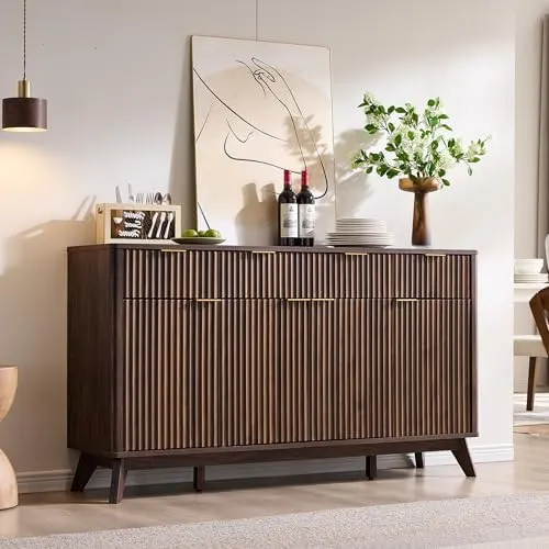 Fluted Buffet Sideboard, 60" in Dark Walnut