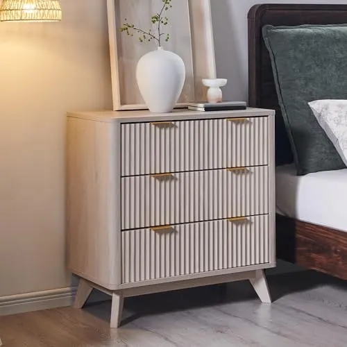 Fluted 5-Drawer Tall Dresser in White Alder