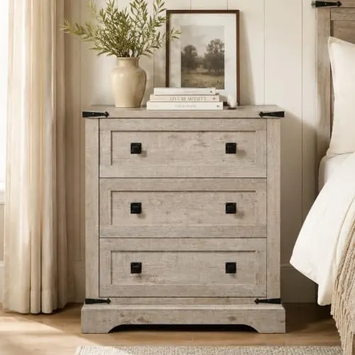 Farmhouse 5-Drawer Tall Dresser in Light Rustic Oak
