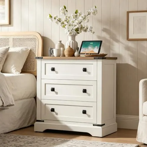 Farmhouse 5-Drawer Tall Dresser in Antique White