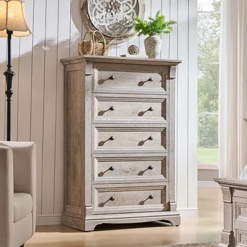 Farmhouse 6-Drawer Wide Dresser, 54" in Light Rustic Oak