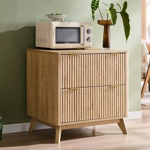 Modular Fluted Sideboard, 31.8" in Natural Oak