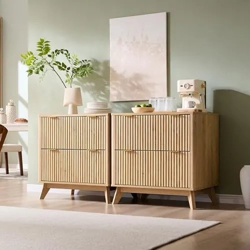 Modular Fluted Sideboard, 31.8" in Natural Oak