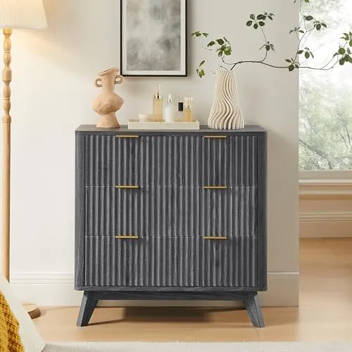 Fluted 5-Drawer Tall Dresser in Dark Alder