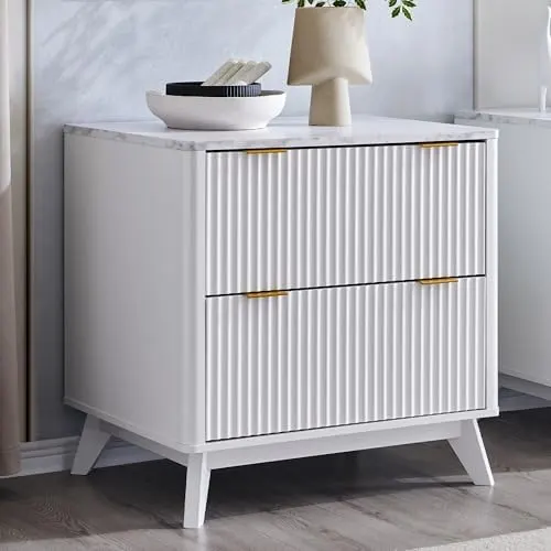 Fluted 2-Drawer Lateral File Cabinet in White