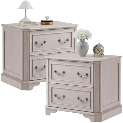 Farmhouse Nightstand with 4-in-1 Charging, 30" in White Alder