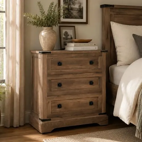 Farmhouse 5-Drawer Tall Dresser in Rustic Oak