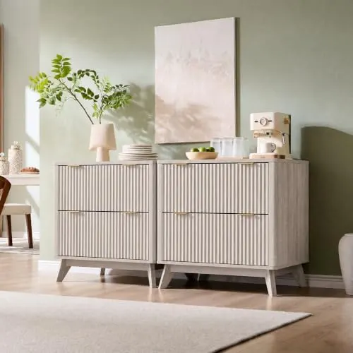 Modular Fluted Sideboard, 31.8" in Alder White