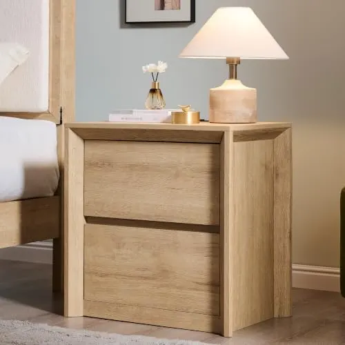 Handle-Free Nightstand with Charging, 24" in Natural Walnut